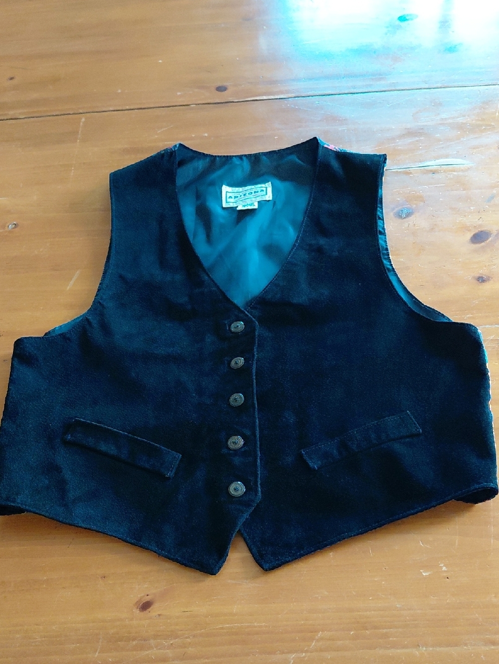 Vtg 90s Arizona Jean Company Black Suede Vest Size Medium